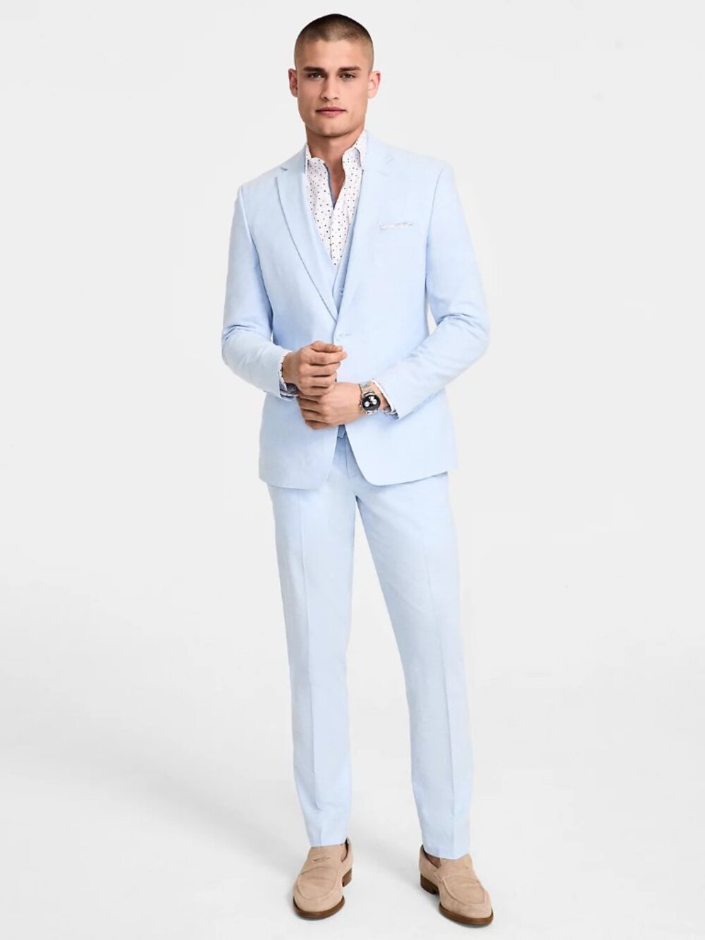 Bar iii set powder blue linen suit  38R + pants 32W34L